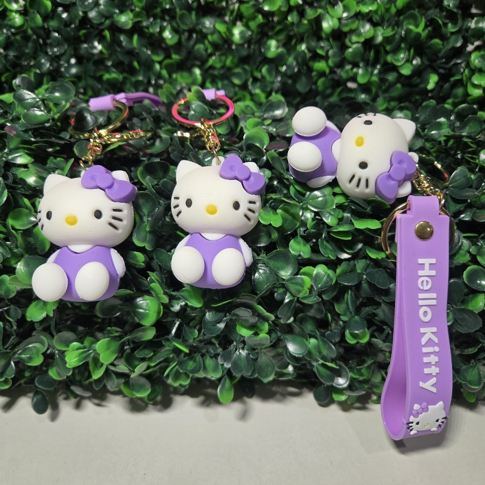 3 PACK!!! Hello‎ Kitty Purple and White Keychain Trio
